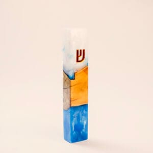 Handmade Wood Epoxy Mezuzah Case Unique Judaica Art for Your Home