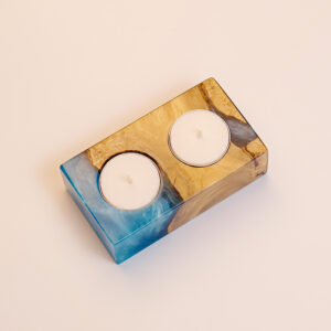 Handmade Wood Shabbat Candle Holder | Epoxy Judaica Gift