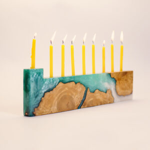 Handmade Wooden Epoxy Menorah