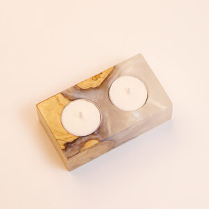 Luxury Handmade Shabbat Candle Holder – Artistic Wood & Epoxy Design